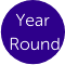 Blue circle with 'Year round' in white